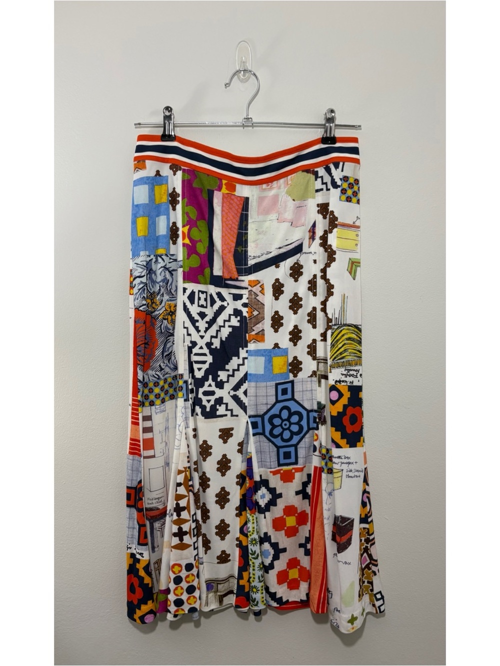 Tory Burch multi color mixed media knee-length flare skirt (small)